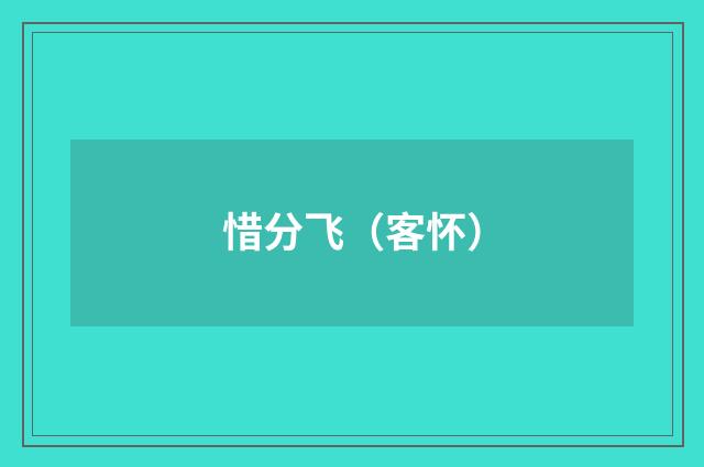 惜分飞（客怀）