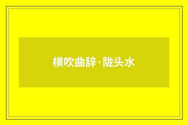 横吹曲辞·陇头水
