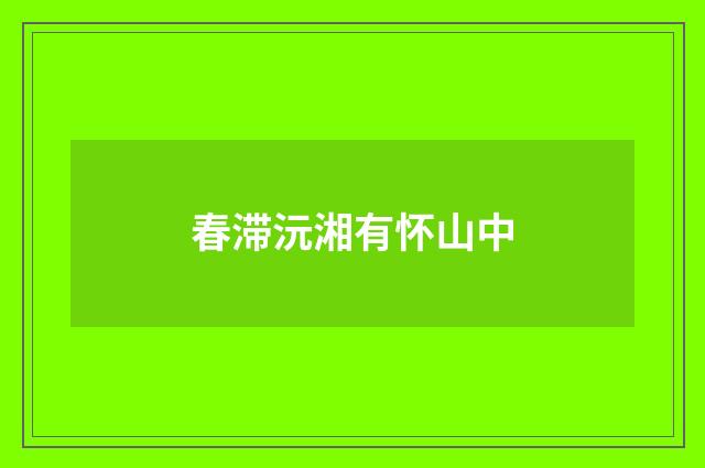 春滞沅湘有怀山中
