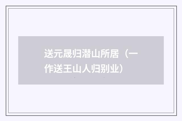 送元晟归潜山所居（一作送王山人归别业）