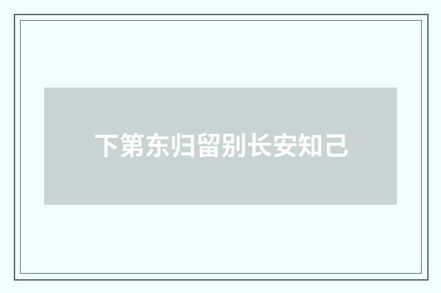 下第东归留别长安知己