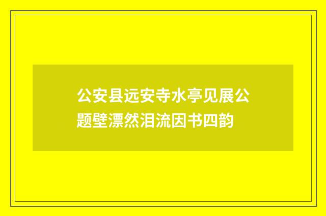 公安县远安寺水亭见展公题壁漂然泪流因书四韵
