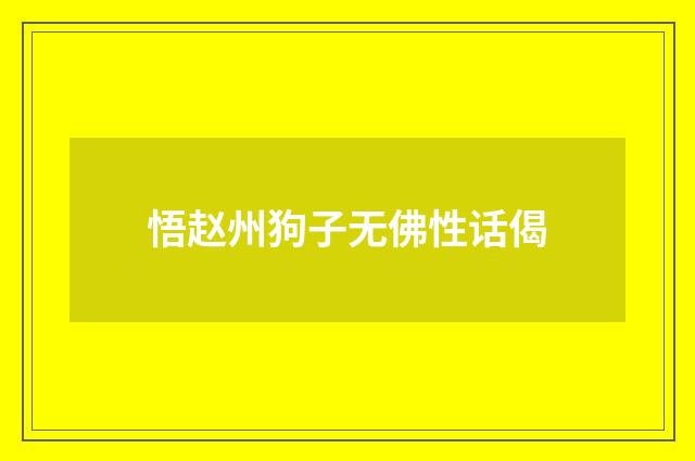 悟赵州狗子无佛性话偈