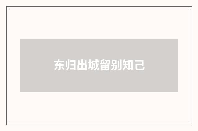 东归出城留别知己