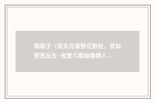 南歌子（民先兄寄野花数枝，状似蓼而丛生·夜置几案幽香袭人戏成一阕）
