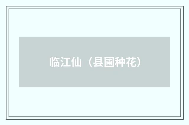 临江仙（县圃种花）