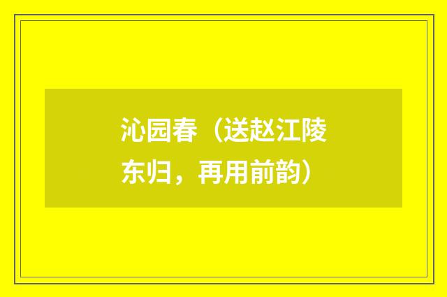 沁园春（送赵江陵东归，再用前韵）