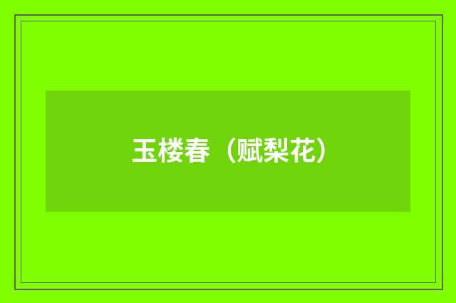 玉楼春(赋梨花)