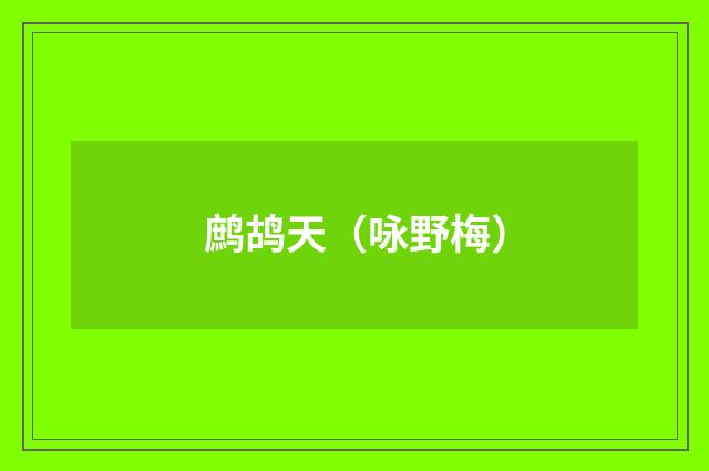 鹧鸪天（咏野梅）