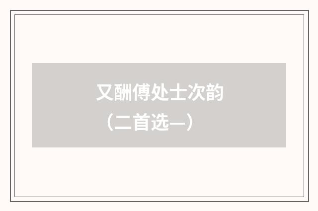 又酬傅处士次韵（二首选—）