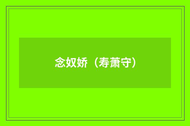 念奴娇（寿萧守）