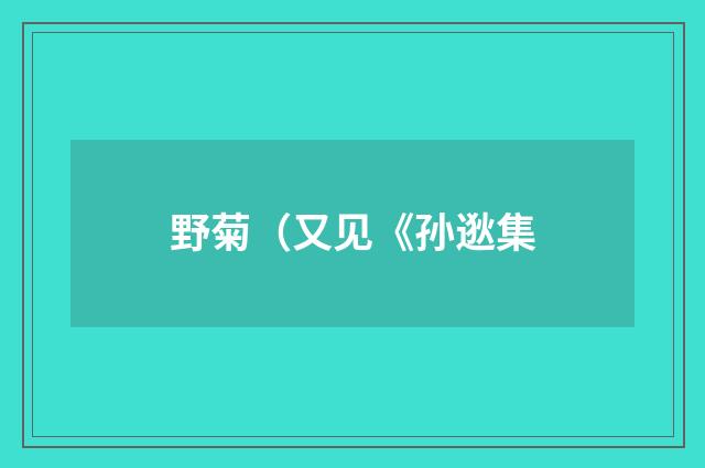 野菊(又见《孙逖集