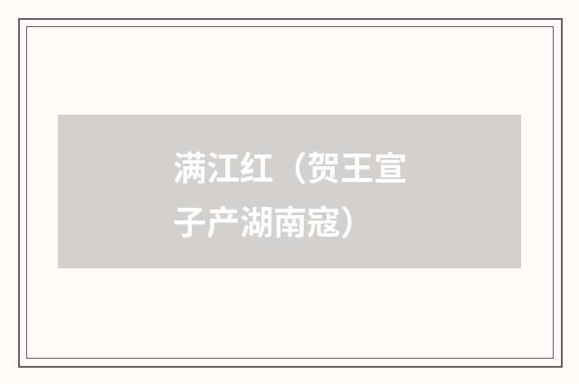 满江红（贺王宣子产湖南寇）