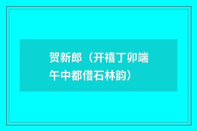 贺新郎（开禧丁卯端午中都借石林韵）