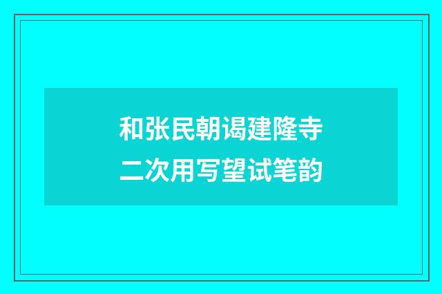 和张民朝谒建隆寺二次用写望试笔韵