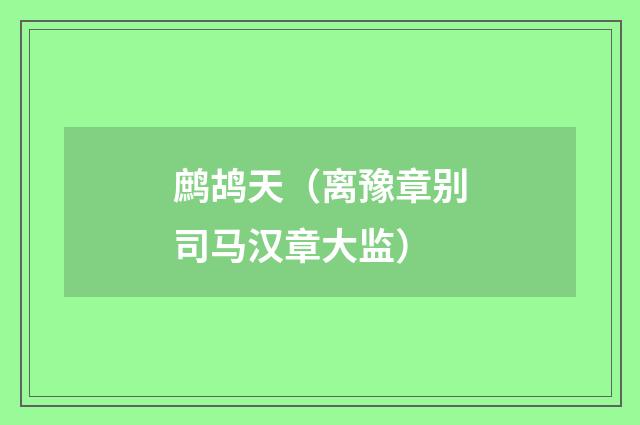鹧鸪天（离豫章别司马汉章大监）