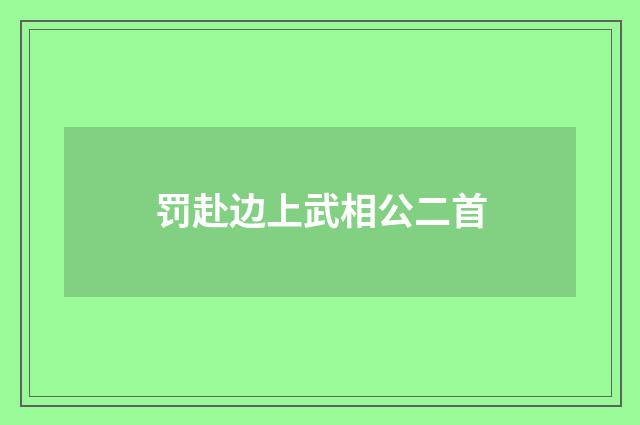 罚赴边上武相公二首