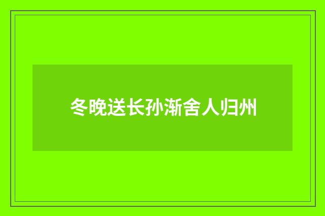 冬晚送长孙渐舍人归州
