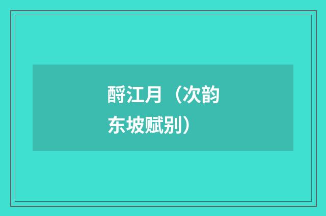 酹江月（次韵东坡赋别）