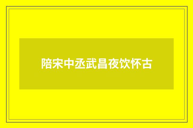 陪宋中丞武昌夜饮怀古
