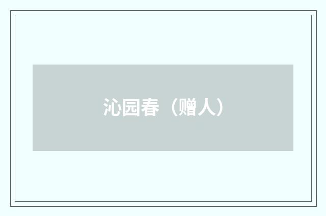 沁园春（赠人）