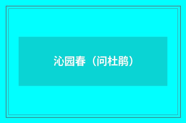 沁园春（问杜鹃）