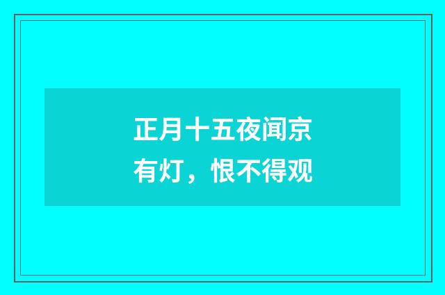 正月十五夜闻京有灯,恨不得观