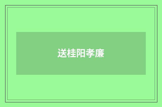 送桂阳孝廉