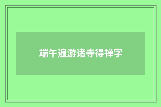 端午遍游诸寺得禅字