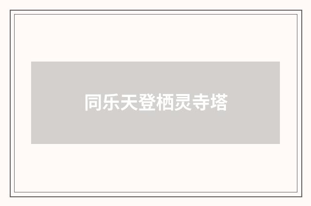 同乐天登栖灵寺塔