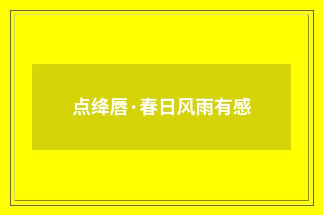 点绛唇·春日风雨有感