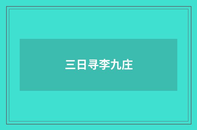 三日寻李九庄