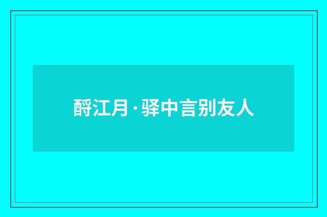 酹江月·驿中言别友人