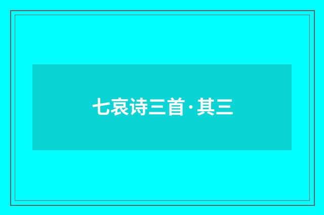 七哀诗三首·其三