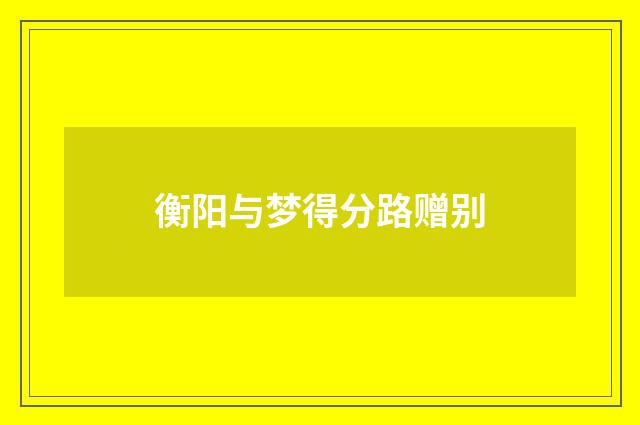 衡阳与梦得分路赠别