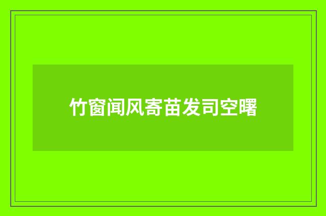 竹窗闻风寄苗发司空曙