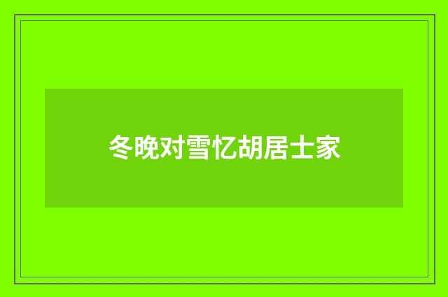 冬晚对雪忆胡居士家