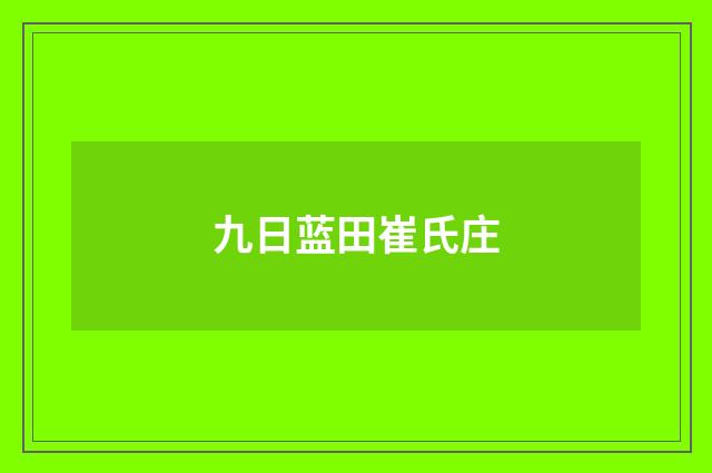 九日蓝田崔氏庄