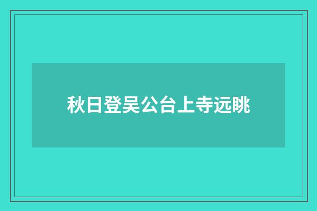 秋日登吴公台上寺远眺