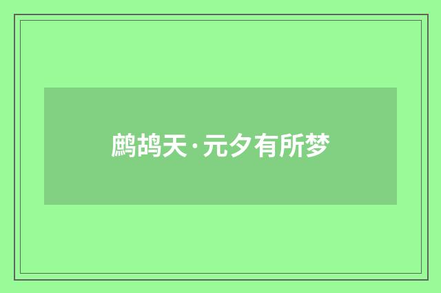 鹧鸪天·元夕有所梦