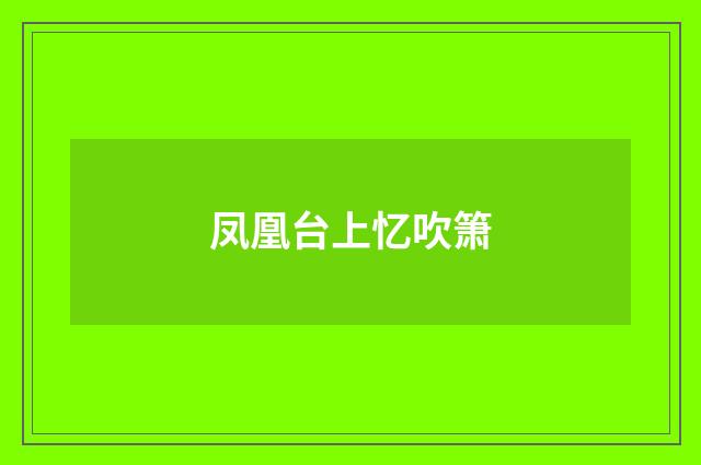 凤凰台上忆吹箫