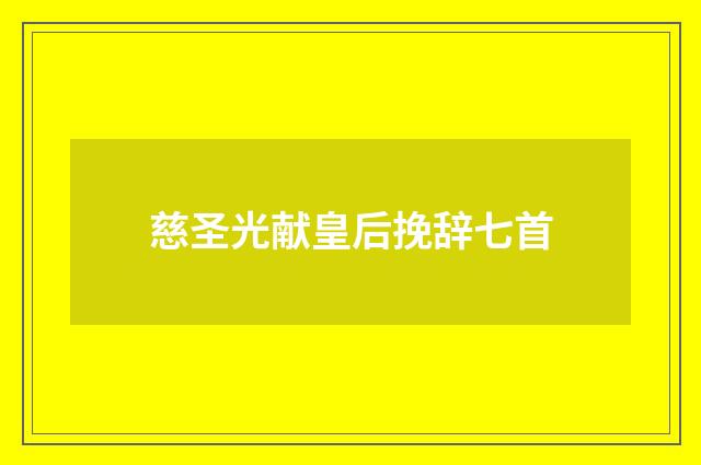 慈圣光献皇后挽辞七首