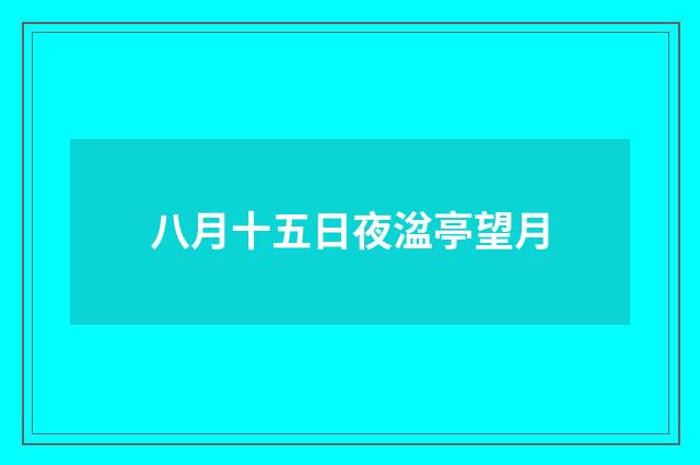 八月十五日夜湓亭望月