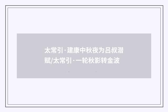 太常引·建康中秋夜为吕叔潜赋/太常引·一轮秋影转金波