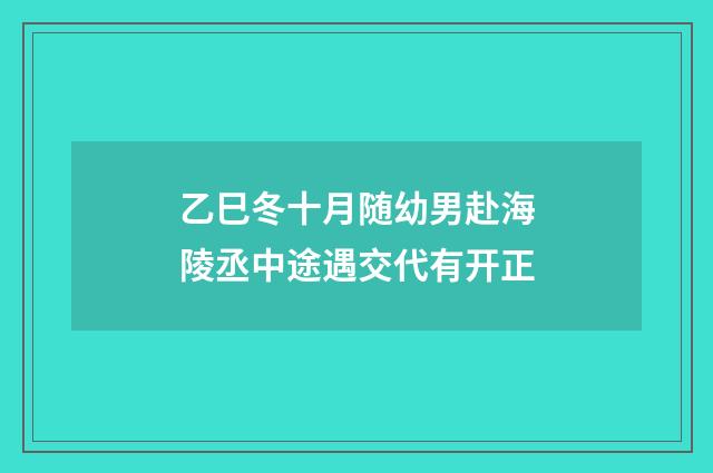 乙巳冬十月随幼男赴海陵丞中途遇交代有开正
