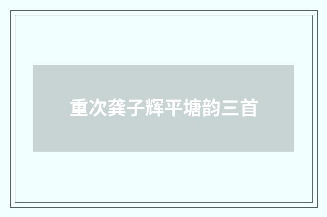 重次龚子辉平塘韵三首