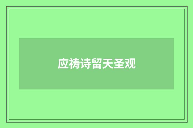 应祷诗留天圣观