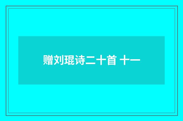 赠刘琨诗二十首 十一
