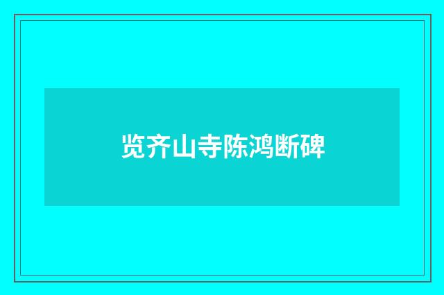 览齐山寺陈鸿断碑