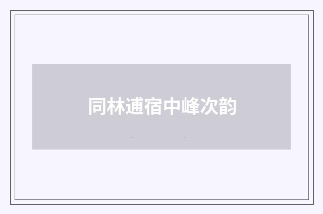 同林逋宿中峰次韵